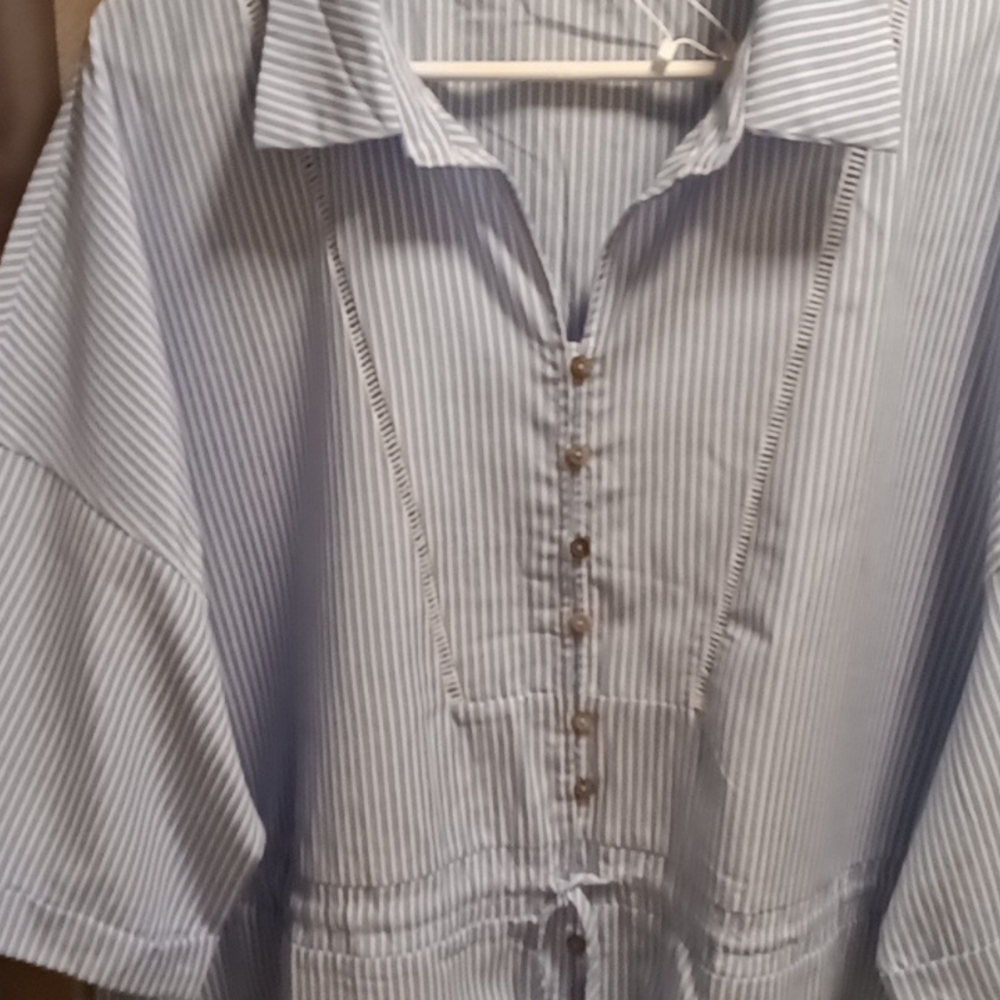 FINAL PRICE NWT Simplee Plus light blue & white striped jumper/big front pockets